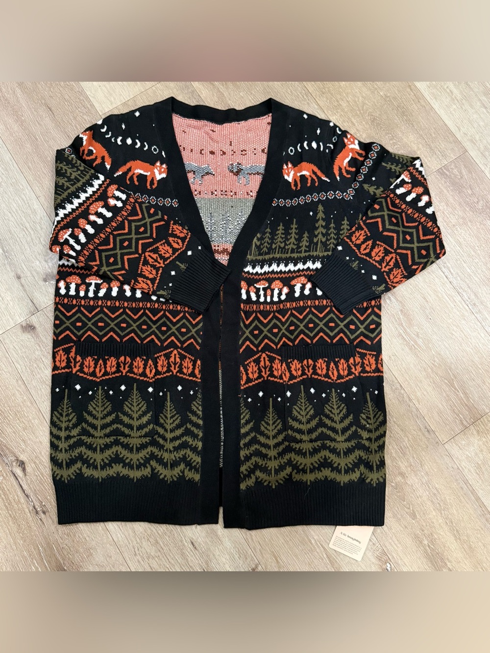 BloomChic Black Fox & Forest Patterned Cardigan